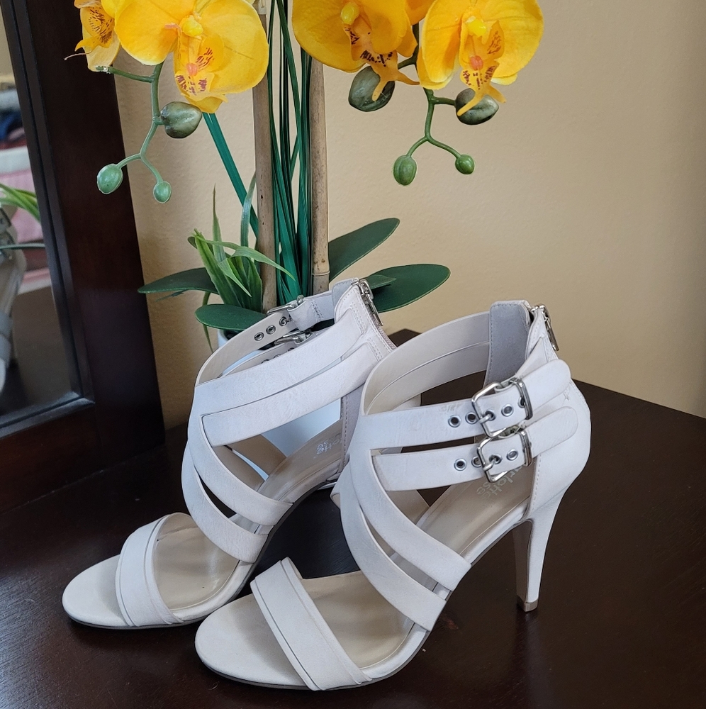 Nude Faux Leather Dress Sandals/Heels